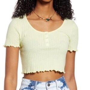 Yellow button front crop top NWOT